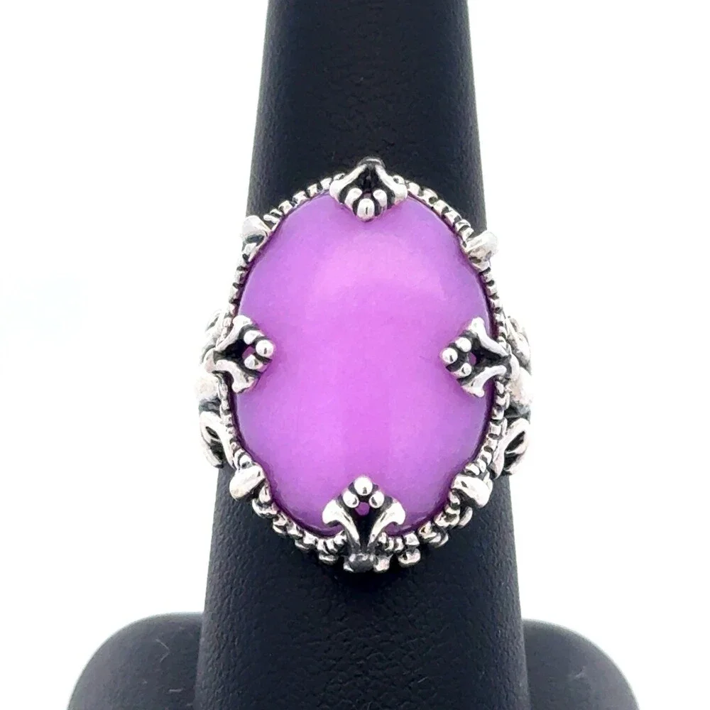 Carolyn Pollack Navajo 925 Sterling Silver Purple Phosphosiderite Statement Ring - Picture 7 of 15